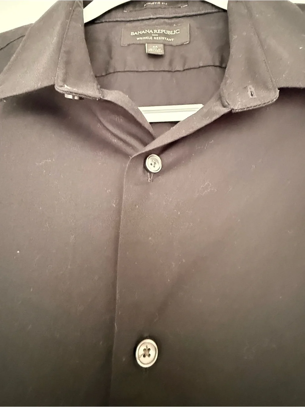 NWOT Banana Republic Men's Athletic Fit Wrinkle Resistant Black Shirt, M